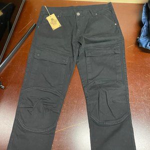 Dnm Collection Mens Jet Black Cargo Pocket Design Dark Wash Straight Jeans Sz 36